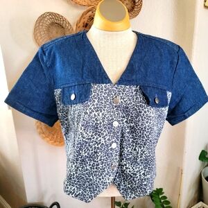 Roughrider Demim Animal Print Top